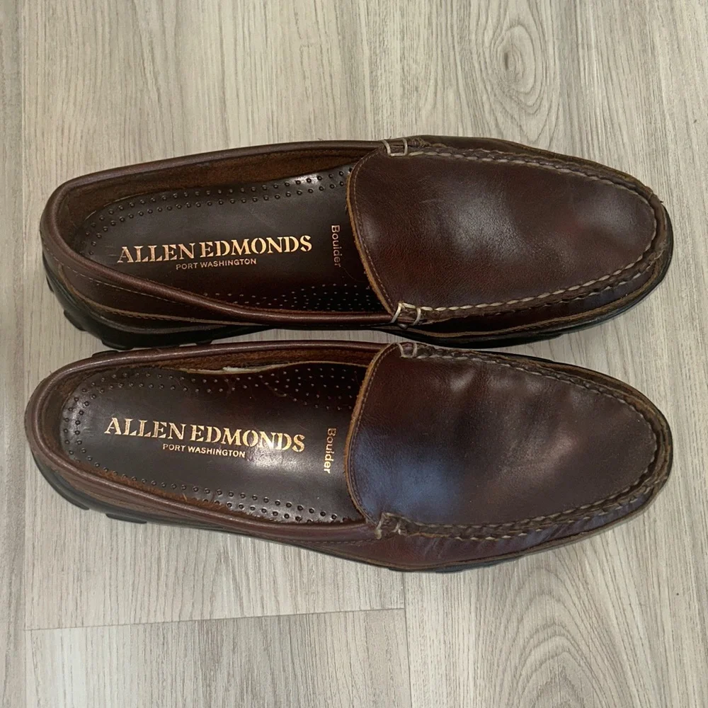 Allen Edmonds Leather Boulder Venetian Moccasins 7.5D Brown Driving Loafers